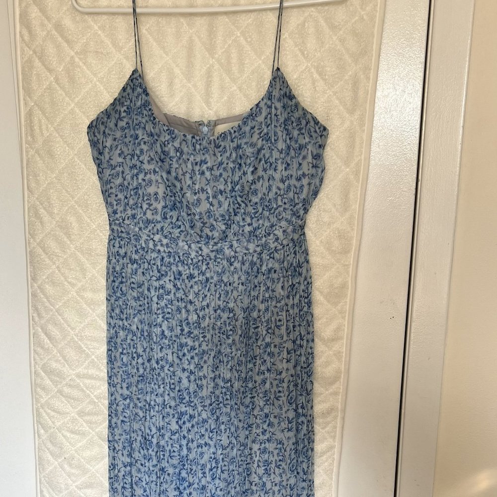 Sachin + Babi Rose Dress Dusty Blue Floral Print with detatched cape
